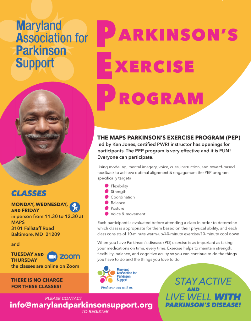 THE MAPS PARKINSON’S EXERCISE PROGRAM (PEP), led by Ken Jones.